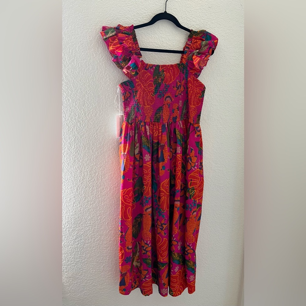 Live 4 Truth Art to Wear Parrots Vibrant Smocked Maxi Dress